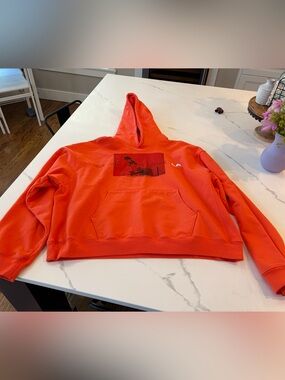 D-R-G-N Orange Graphic Hoodie with Black Print NWOT - Heavyweight Material